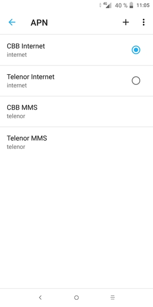 Sélectionnez le point d'accès à Internet