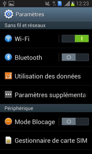 Sélectionnez Paramètres supplémentaires