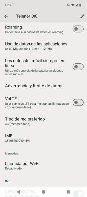 Desplácese y seleccione Tipo de red preferido
