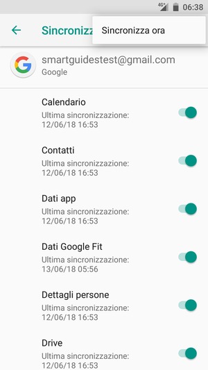 Seleziona Sincronizza ora