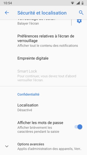 Faites défiler et sélectionnez Options avancées