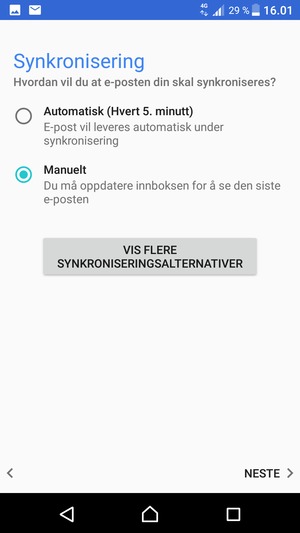 Velg ønsket alternativ og velg NESTE