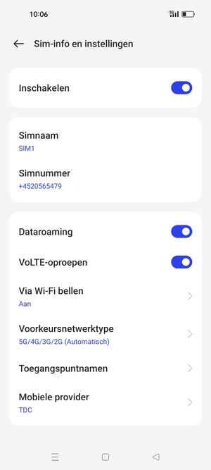 Schakel Dataroaming in of uit