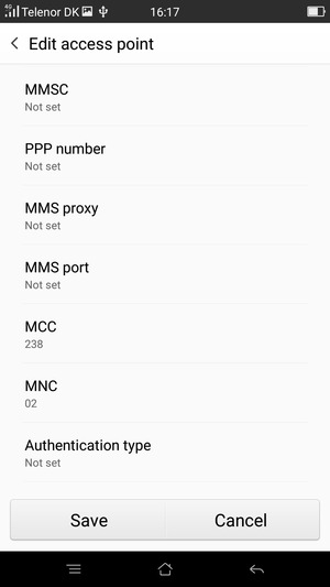 Scroll down and enter MMS information