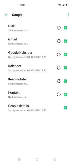 Din informasjon blir synkronisert