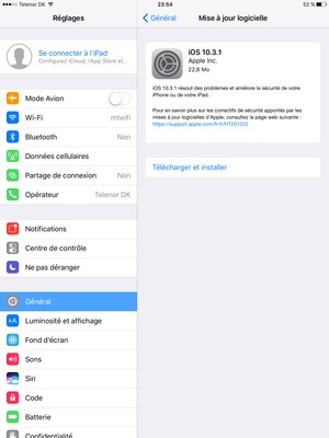Si votre iPad n'est pas à jour, sélectionnez Télécharger et installer