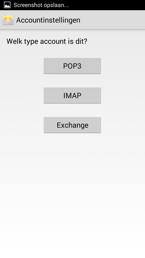 Selecteer POP3 of IMAP