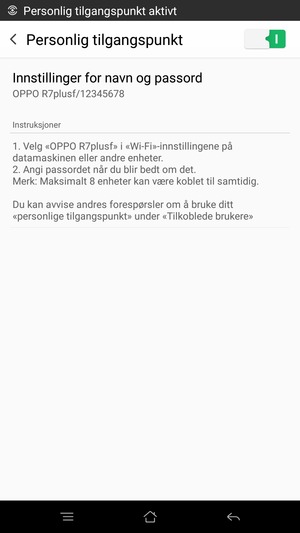 Telefonen din er konfigurert for bruk som et modem