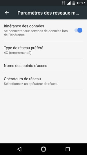 Activer ou désactiver Itinérance des données