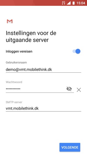Voer Uitgaand serveradres in