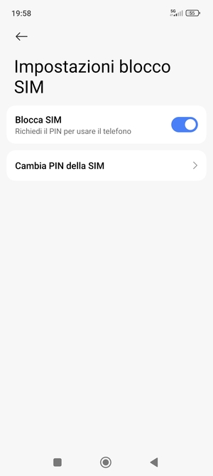 Seleziona Cambia PIN della SIM