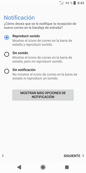 Seleccione la opción deseada y seleccione SIGUIENTE