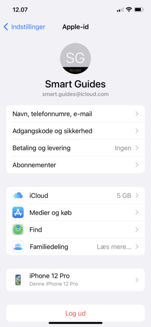 Vælg iCloud