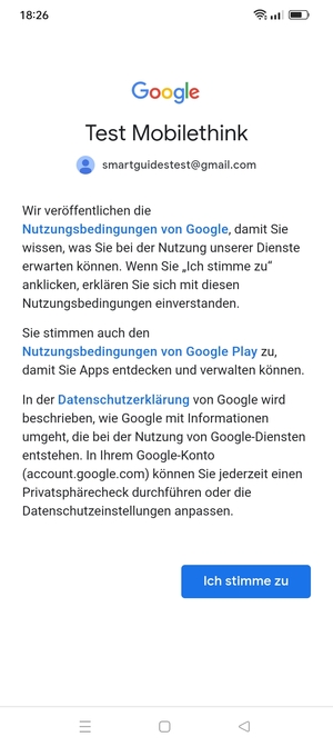 Wählen Sie Ich stimme zu
