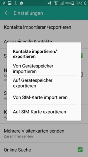 Wählen Sie Von SIM-Karte importieren
