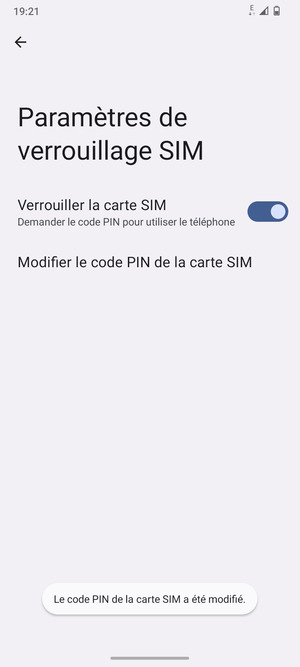 Votre code PIN de la carte SIM a été modifié