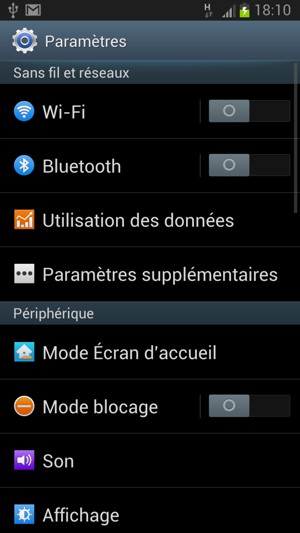 Sélectionnez Paramètres supplémentaires