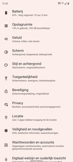 Scroll naar en selecteer Beveiliging