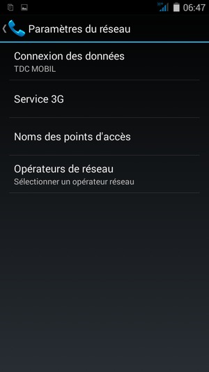Sélectionnez Opérateurs de réseau