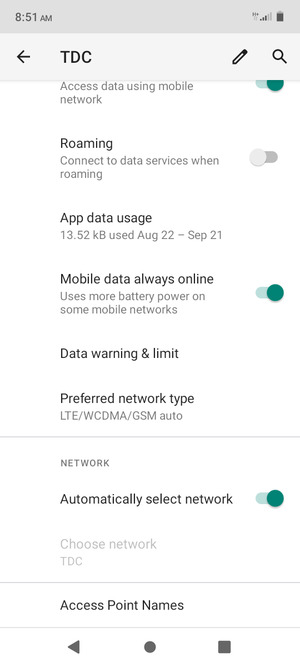 Turn off Automatically select network