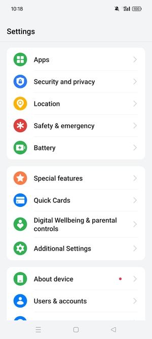 Scroll to and select Security and privacy