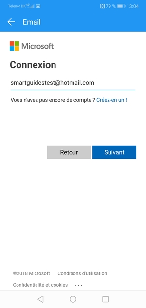 Saisissez votre adresse Hotmail et sélectionnez Suivant