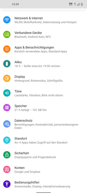 Scrollen Sie und wählen Sie Standort