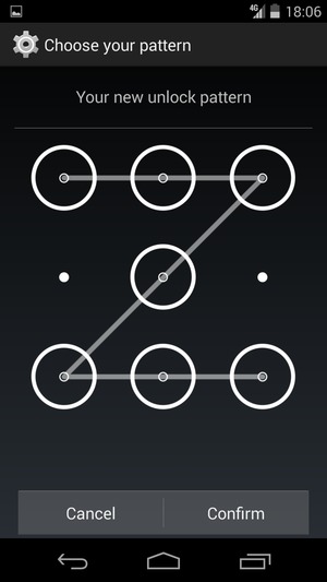 Draw the unlock pattern again and select Confirm