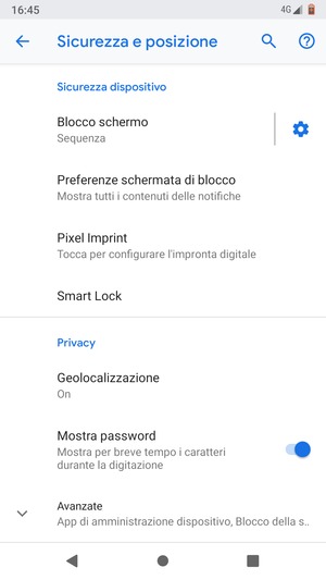 Scorri e seleziona Geolocalizzazione