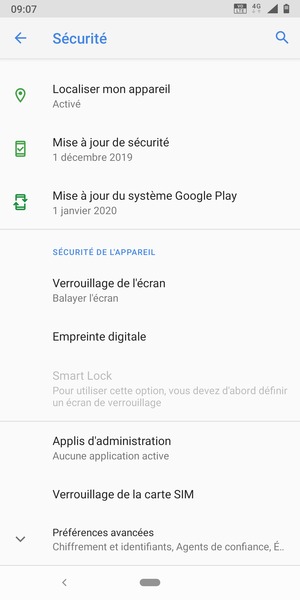 Faites défiler et sélectionnez Verrouillage de la carte SIM