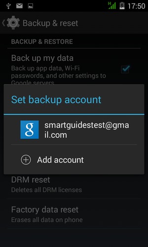 Select your backup account
