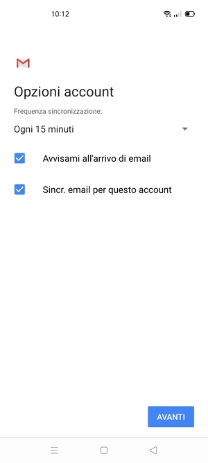 Seleziona AVANTI