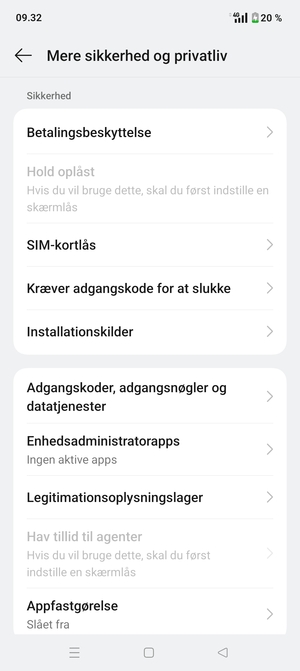 Scroll til og vælg SIM-kortlås