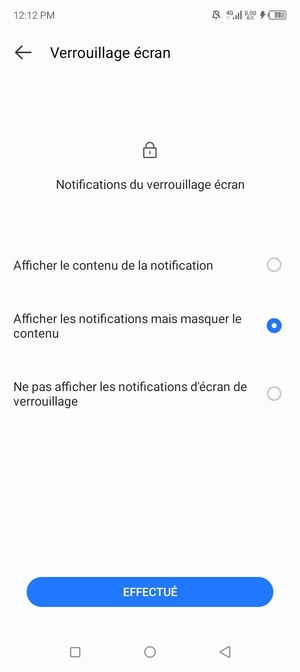 Sélectionnez votre option préférée et sélectionnez EFFECTUÉ