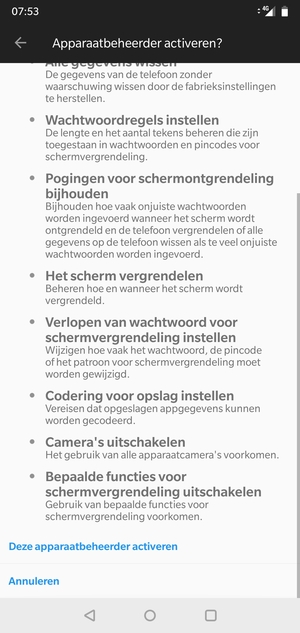 Scroll naar en selecteer Deze apparaatbeheerder activeren