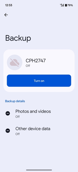 Select Turn on