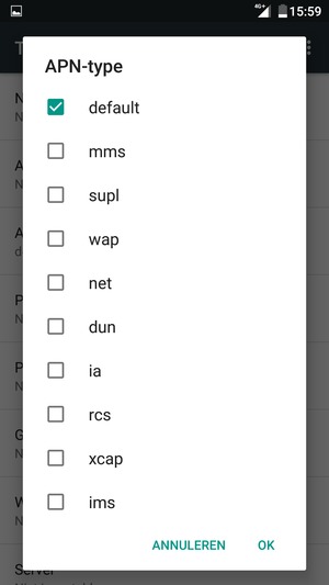 Vink het selectievakje default aan en selecteer OK