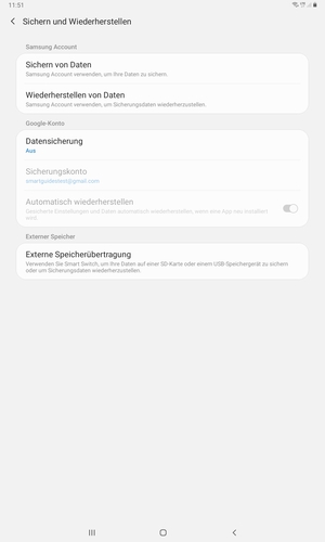 Wählen Sie Datensicherung