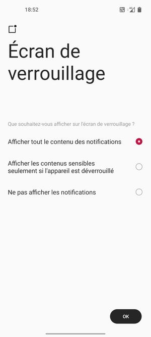 Sélectionnez votre option préférée et sélectionnez OK