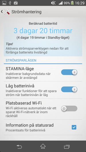Aktivera Strömsparlägen