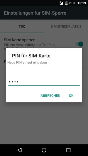 Bestätigen Sie Ihre neue PIN für SIM-Karte und wählen Sie OK