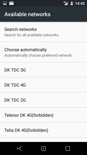 Select a network operator from the list