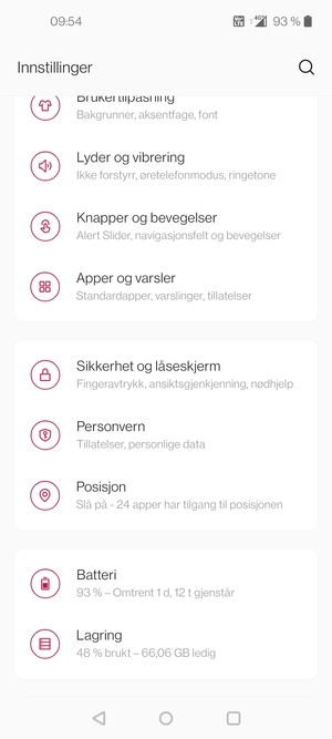 Bla til og velg Sikkerhet og låseskjerm