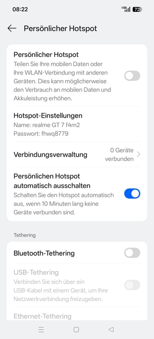 Wählen Sie Hotspot-Einstellungen