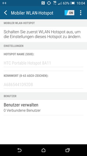 Ihr Handy ist jetzt für die Verwendung als Modem eingerichtet