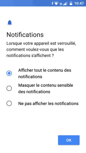Sélectionnez votre option préférée et sélectionnez OK