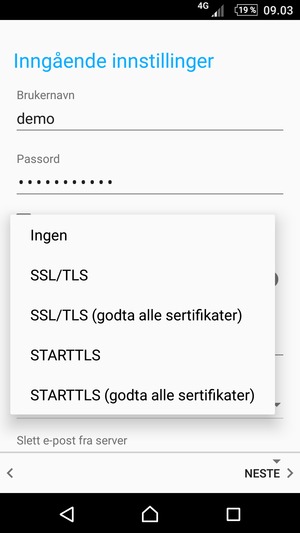 Velg Ingen og velg NESTE