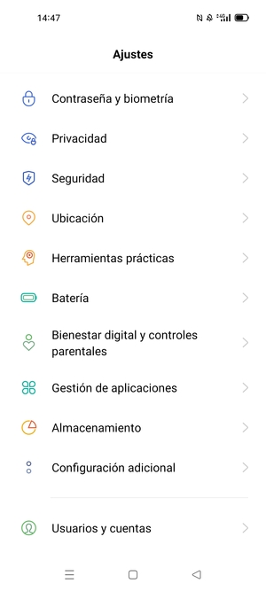 Para activar su bloqueo de pantalla, vaya al menú Ajustes y seleccione Contraseña y biometria