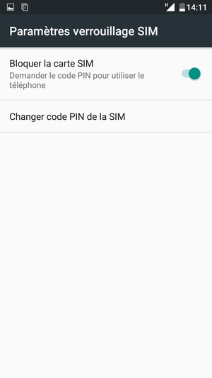 Sélectionnez Changer code PIN de la SIM