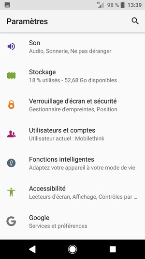 Faites défiler et sélectionnez Verrouillage d'écran et sécurité
